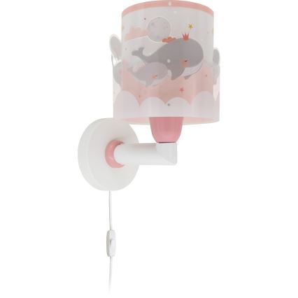 Dalber 61179S - Детский настенный светильник WHALE DREAMS 1xE27/15W/230V розовый