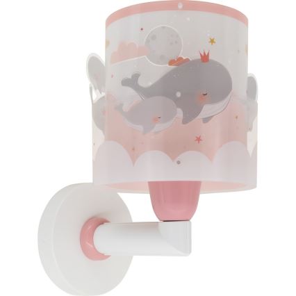 Dalber 61179S - Дитячий настінний світильник WHALE DREAMS 1xE27/15W/230V рожевий