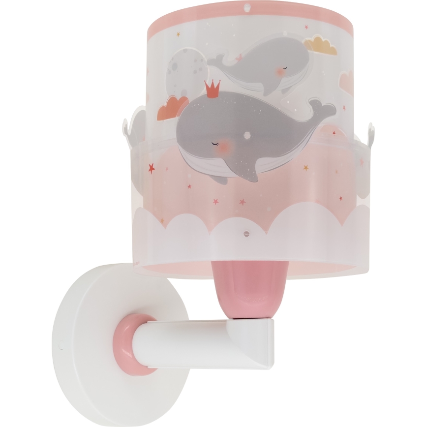 Dalber 61179S - Дитячий настінний світильник WHALE DREAMS 1xE27/15W/230V рожевий