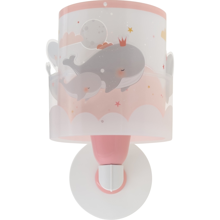 Dalber 61179S - Дитячий настінний світильник WHALE DREAMS 1xE27/15W/230V рожевий