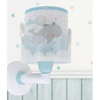 Dalber 61179T - Дитячий настінний світильник WHALE DREAMS 1xE27/15W/230V синій