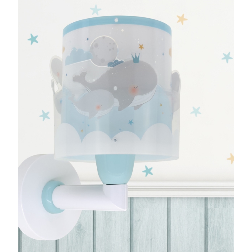 Dalber 61179T - Дитячий настінний світильник WHALE DREAMS 1xE27/15W/230V синій