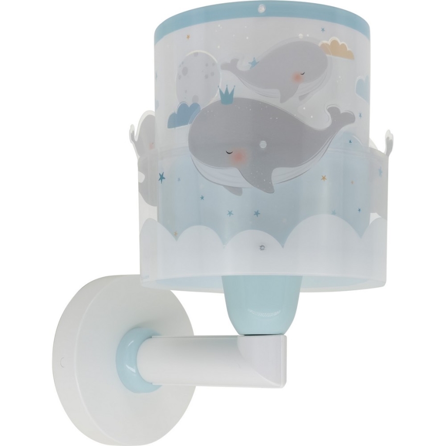 Dalber 61179T - Дитячий настінний світильник WHALE DREAMS 1xE27/15W/230V синій