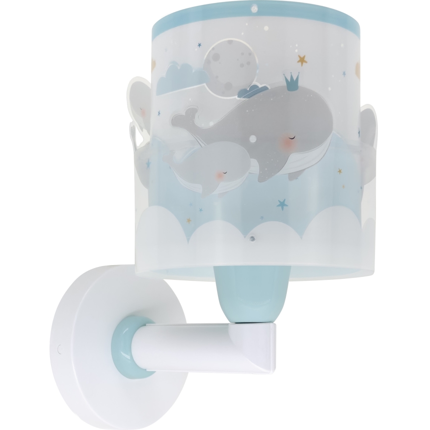 Dalber 61179T - Дитячий настінний світильник WHALE DREAMS 1xE27/15W/230V синій