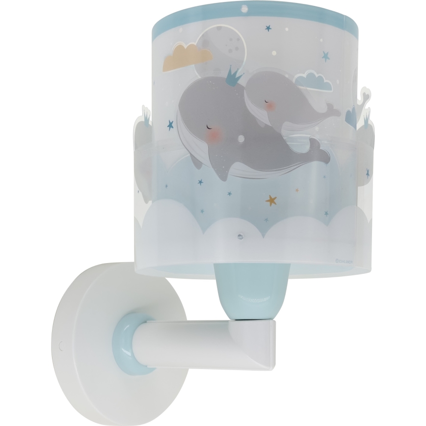 Dalber 61179T - Дитячий настінний світильник WHALE DREAMS 1xE27/15W/230V синій
