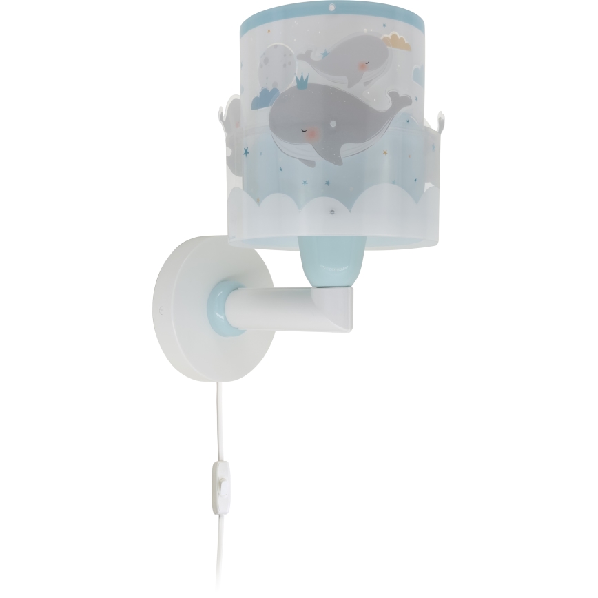 Dalber 61179T - Дитячий настінний світильник WHALE DREAMS 1xE27/15W/230V синій