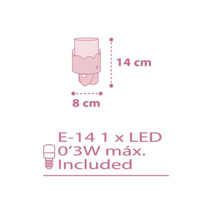 Dalber 61235S - Маленька LED лампа в розетку MOON 1xE14/0,3W/230V