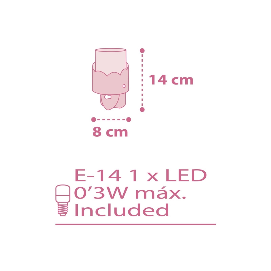 Dalber 61235S - Маленька LED лампа в розетку MOON 1xE14/0,3W/230V