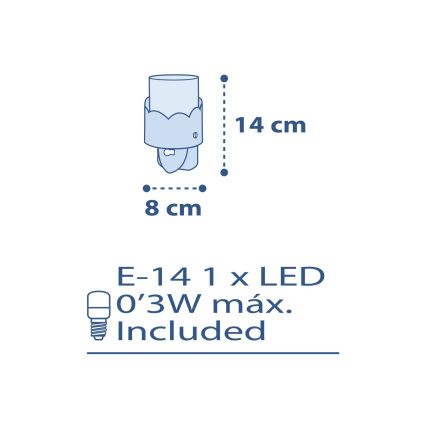 Dalber 61235T - Светодиодная лампа в розетку MOON 1xE14/0,3W/230V