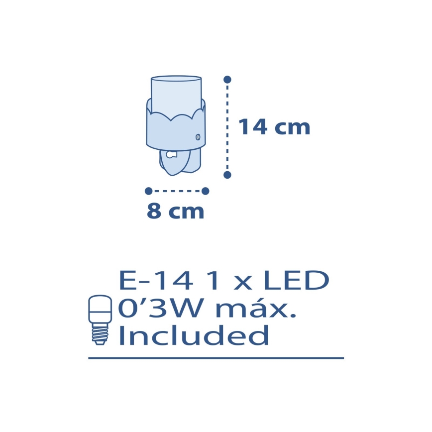 Dalber 61235T - Светодиодная лампа в розетку MOON 1xE14/0,3W/230V
