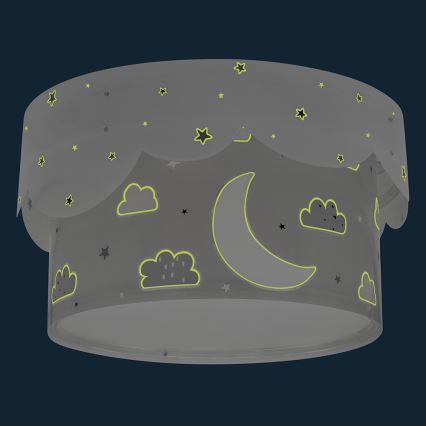 Dalber 61236E - Дитячий стельовий світильник MOON 2xE27/60W/230V сірий