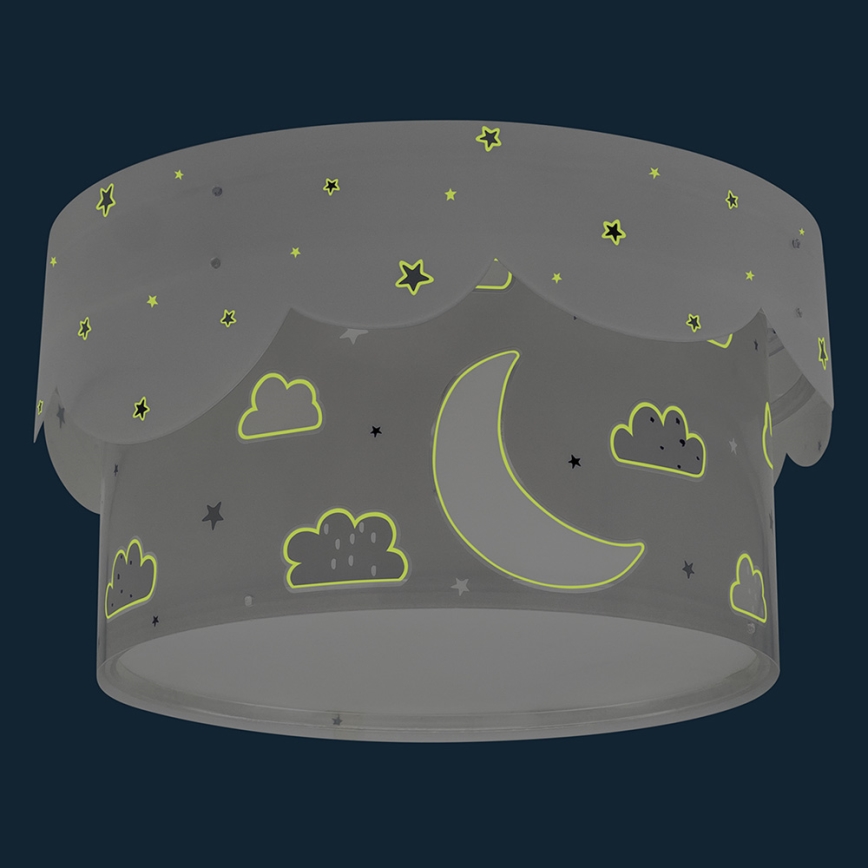 Dalber 61236E - Дитячий стельовий світильник MOON 2xE27/60W/230V сірий