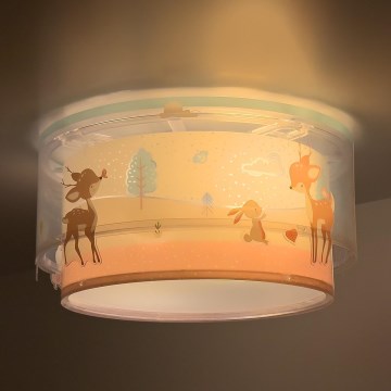 Dalber 61276 - Дитячий стельовий світильник LOVING DEER 2xE27/15W/230V