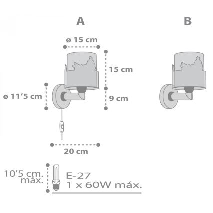 Dalber 61279 - Дитячий настінний світильник LOVING DEER 1xE27/60W/230V