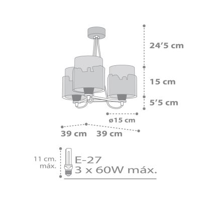 Dalber 61687 - Детская люстра BABY TRAVEL 3xE27/60W/230V