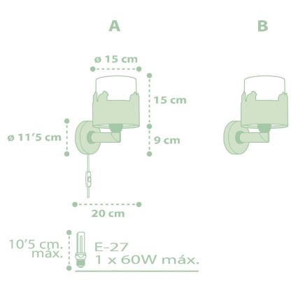 Dalber 61719H - Детский настенный светильник SWEET LOVE 1xE27/60W/230V зеленый