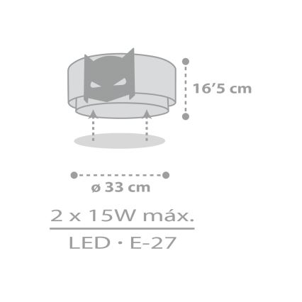 Dalber 61806 - Детский потолочный светильник DARK HERO 2xE27/15W/230V
