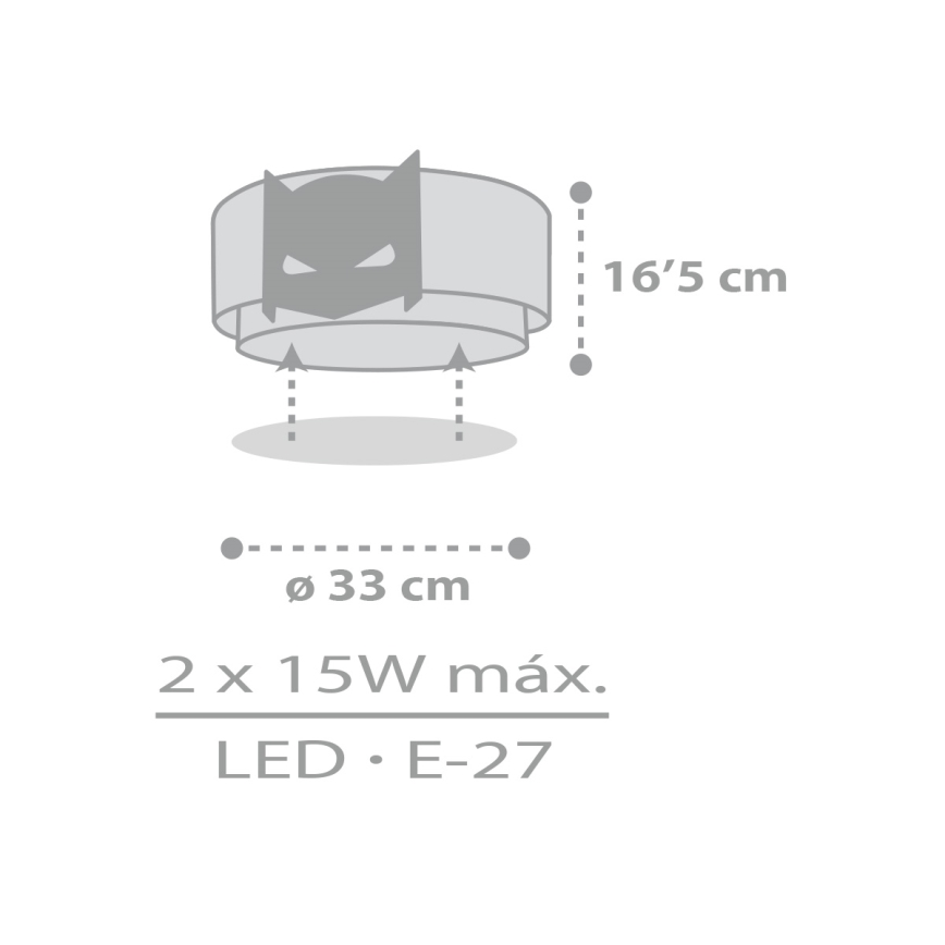 Dalber 61806 - Детский потолочный светильник DARK HERO 2xE27/15W/230V