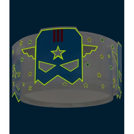 Dalber 61816 - Дитячий стельовий світильник СИНІЙ HERO 2xE27/15W/230V