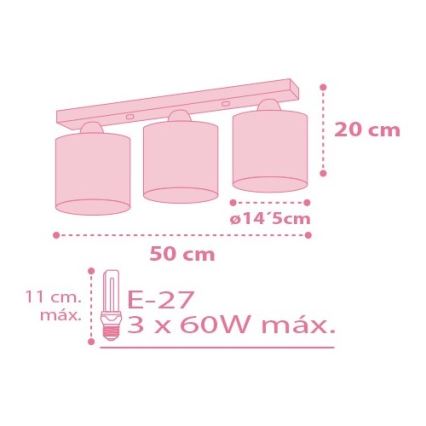 Dalber 62003S - Дитячий стельовий світильник COLORS 3xE27/60W/230V