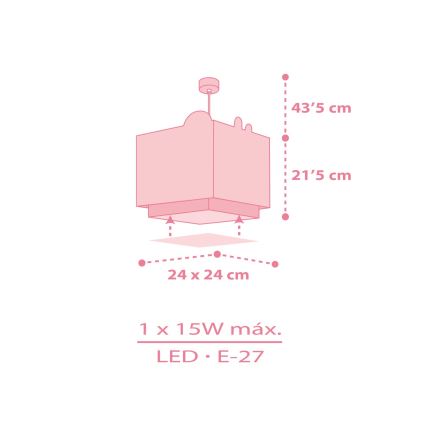 Dalber 63112S - Дитяча люстра JUNGLE 1xE27/15W/230V рожевий