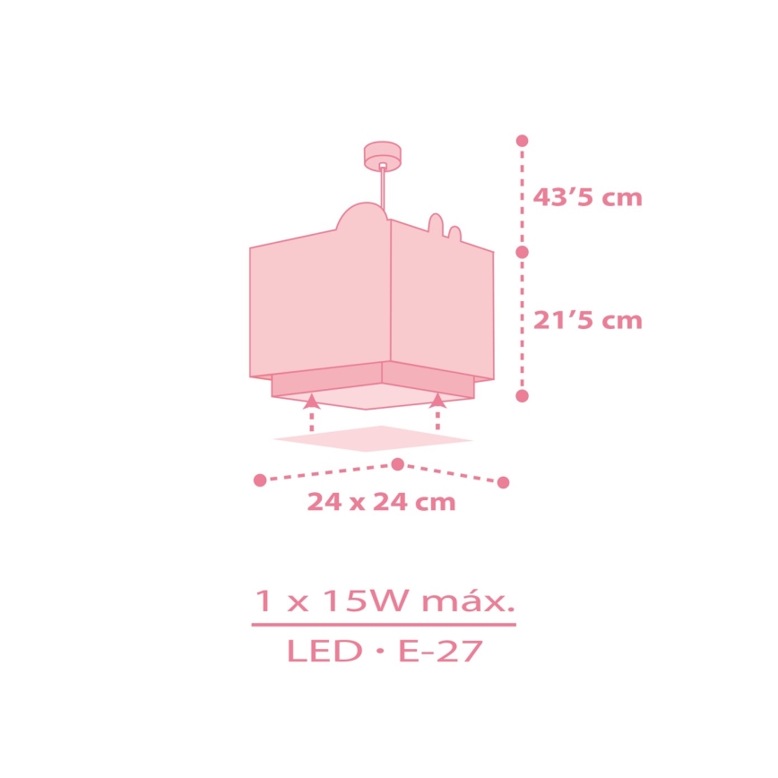 Dalber 63112S - Дитяча люстра JUNGLE 1xE27/15W/230V рожевий