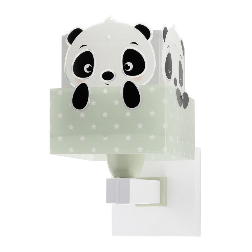 Dalber 63169H - Детский настенный светильник PANDA 1xE27/60W/230V зеленый