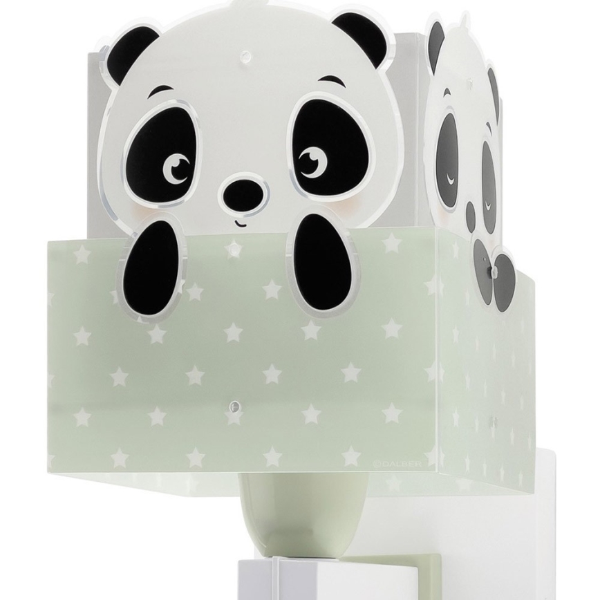 Dalber 63169H - Детский настенный светильник PANDA 1xE27/60W/230V зеленый