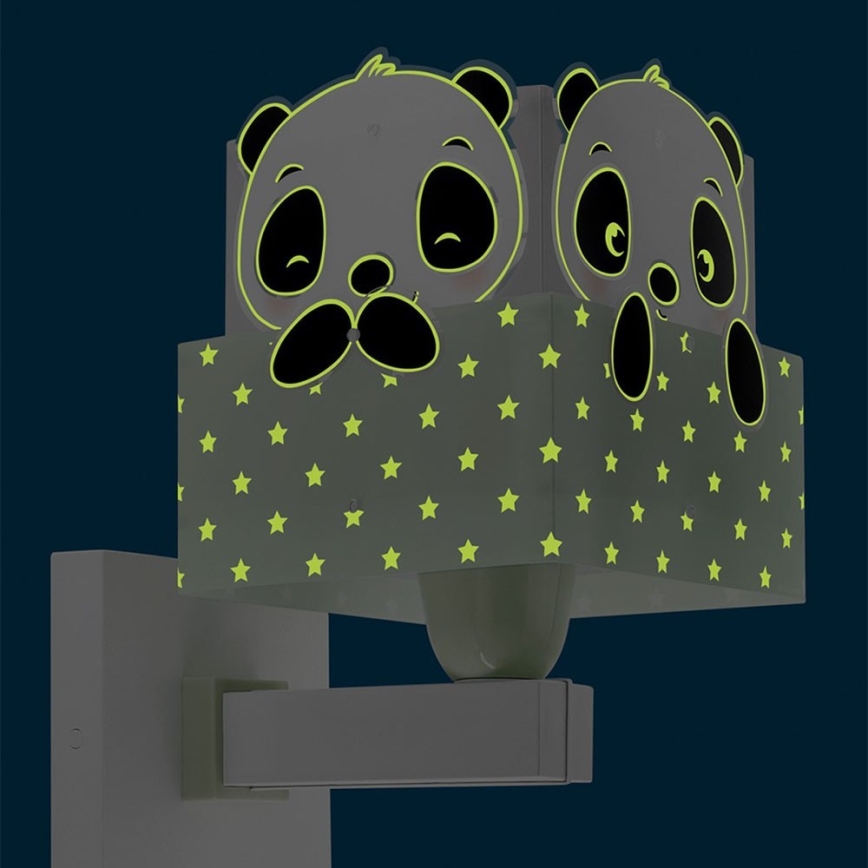 Dalber 63169H - Дитячий настінний світильник PANDA 1xE27/60W/230V зелений