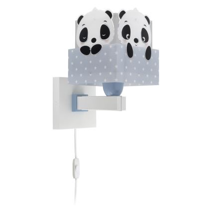 Dalber 63169T - Детский настенный светильник PANDA 1xE27/60W/230V голубой