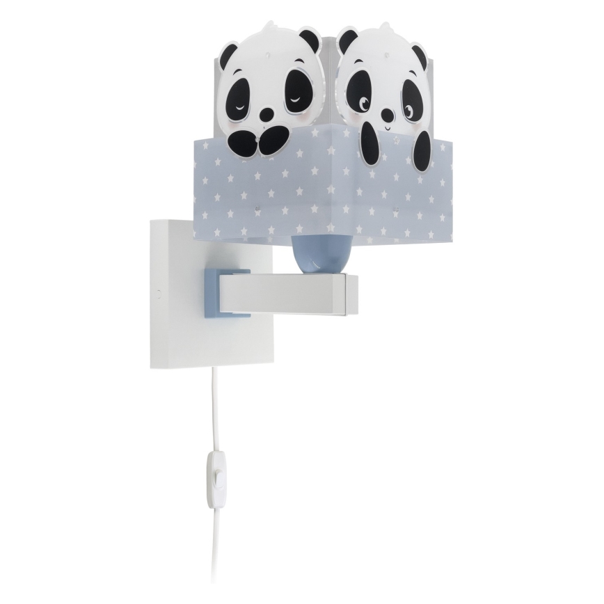 Dalber 63169T - Детский настенный светильник PANDA 1xE27/60W/230V голубой