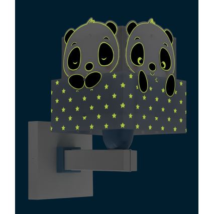 Dalber 63169T - Дитячий настінний світильник/бра PANDA 1xE27/60W/230V синій