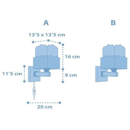 Dalber 63169T - Дитячий настінний світильник/бра PANDA 1xE27/60W/230V синій