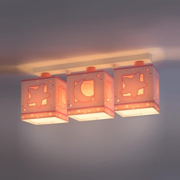 Dalber 63233NS - Детский потолочный светильник MOON LIGHT 3xE27/60W/230V розовый