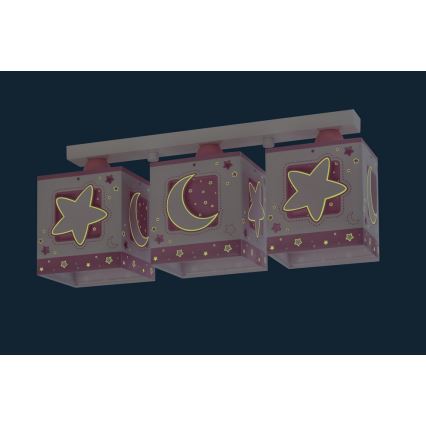 Dalber 63233NS - Детский потолочный светильник MOON LIGHT 3xE27/60W/230V розовый