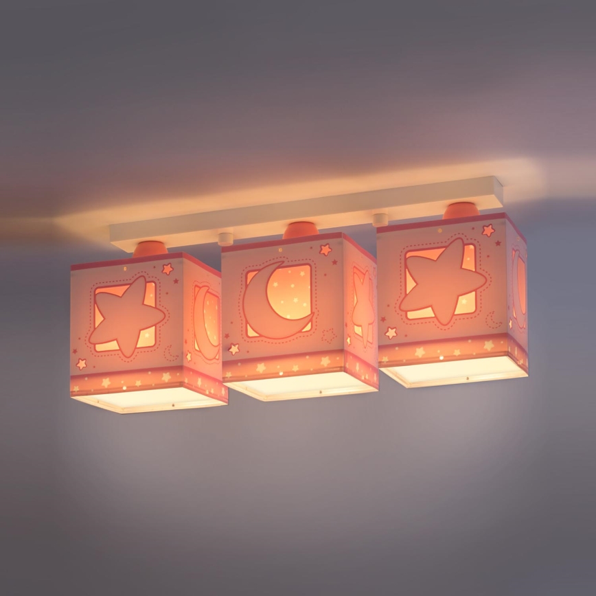 Dalber 63233NS - Дитячий стельовий світильник MOON LIGHT 3xE27/60W/230V рожевий
