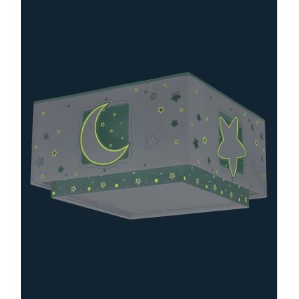 Dalber 63236H - Дитячий стельовий світильник MOONLIGHT 2xE27/60W/230V зелений