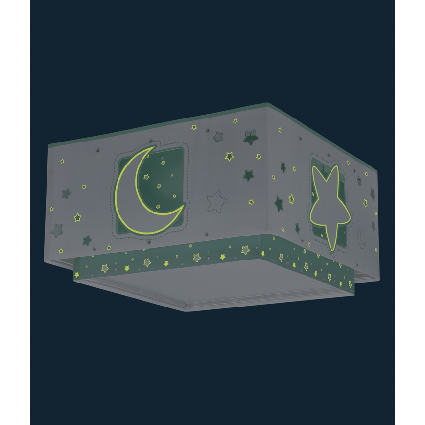 Dalber 63236H - Дитячий стельовий світильник MOONLIGHT 2xE27/60W/230V зелений