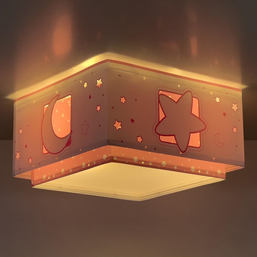Dalber 63236S - Дитячий стельовий світильник MOONLIGHT 2xE27/60W/230V рожевий