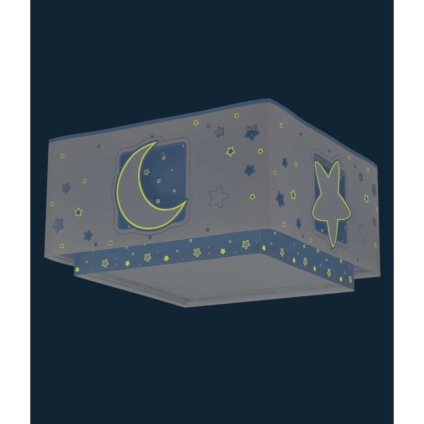 Dalber 63236T - Дитячий стельовий світильник MOONLIGHT 2xE27/60W/230V синій