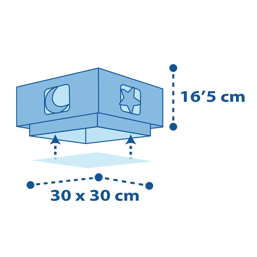 Dalber 63236T - Дитячий стельовий світильник MOONLIGHT 2xE27/60W/230V синій