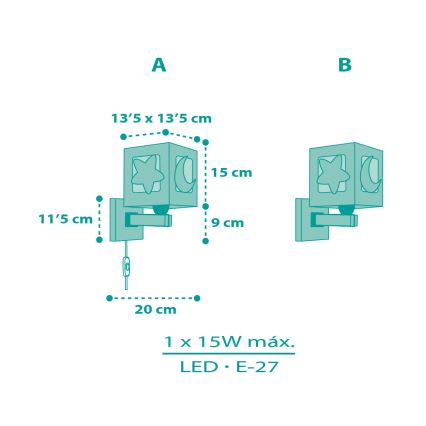 Dalber 63239H - Детский настенный светильник MOONLIGHT 1xE27/15W/230V зеленый