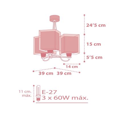 Dalber 63267S - Детская люстра KOALA 3xE27/60W/230V