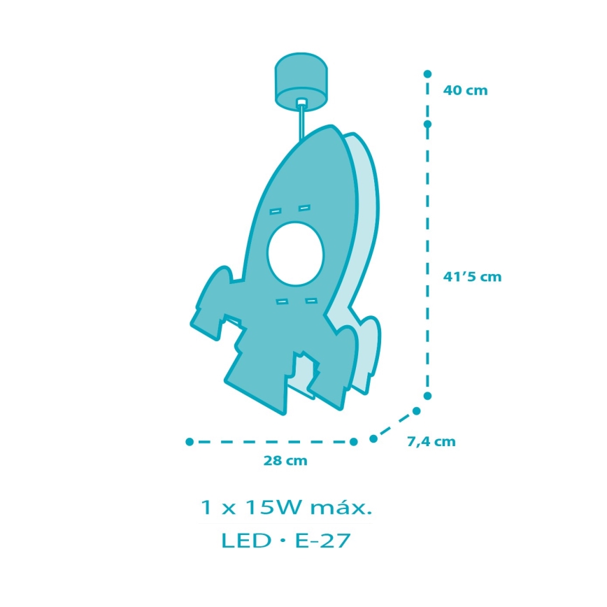 Dalber 63357 - Дитяча люстра ROCKET 1xE27/15W/230V
