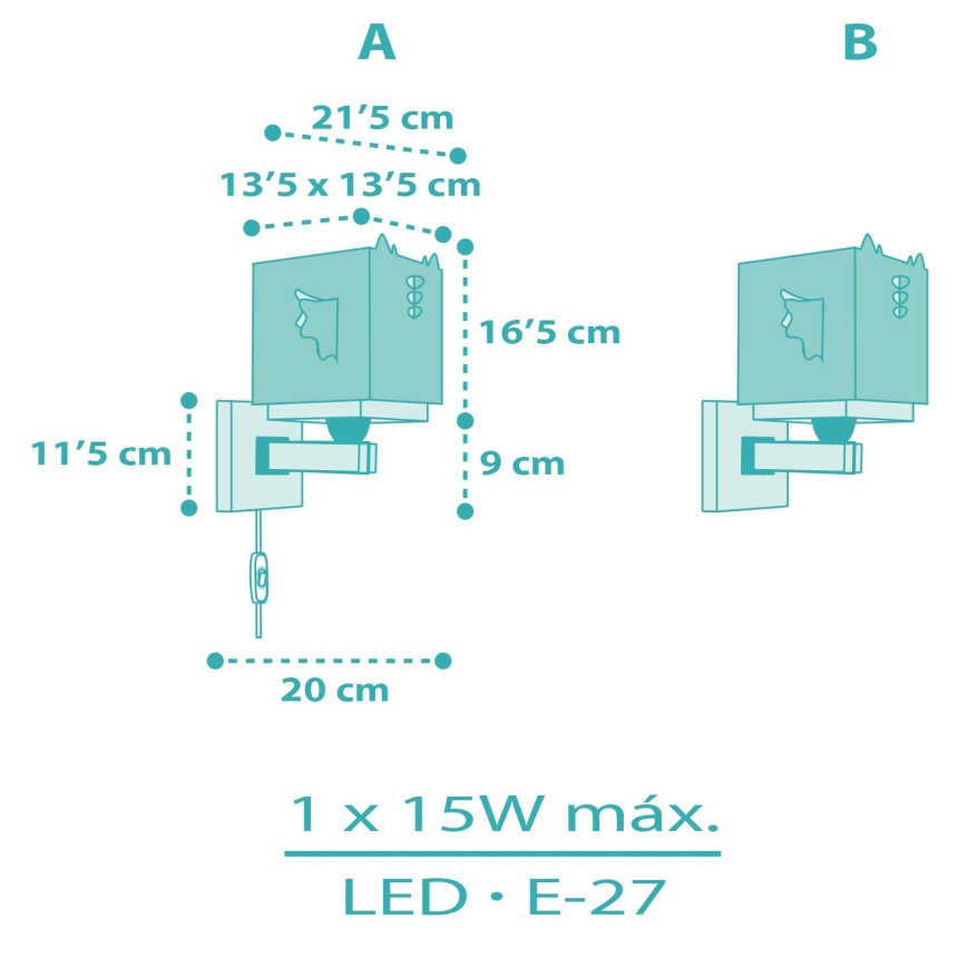 Dalber 64389 - Дитячий настінний світильник LITTLE DRAGON 1xE27/15W/230V