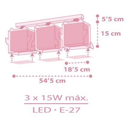Dalber 64483 - Дитячий стельовий світильник LITTLE FRIENDS 3xE27/15W/230V
