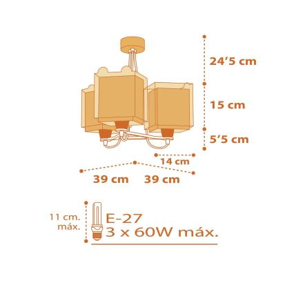 Dalber 64567 - Детская люстра LITTLE TIGER 3xE27/60W/230V