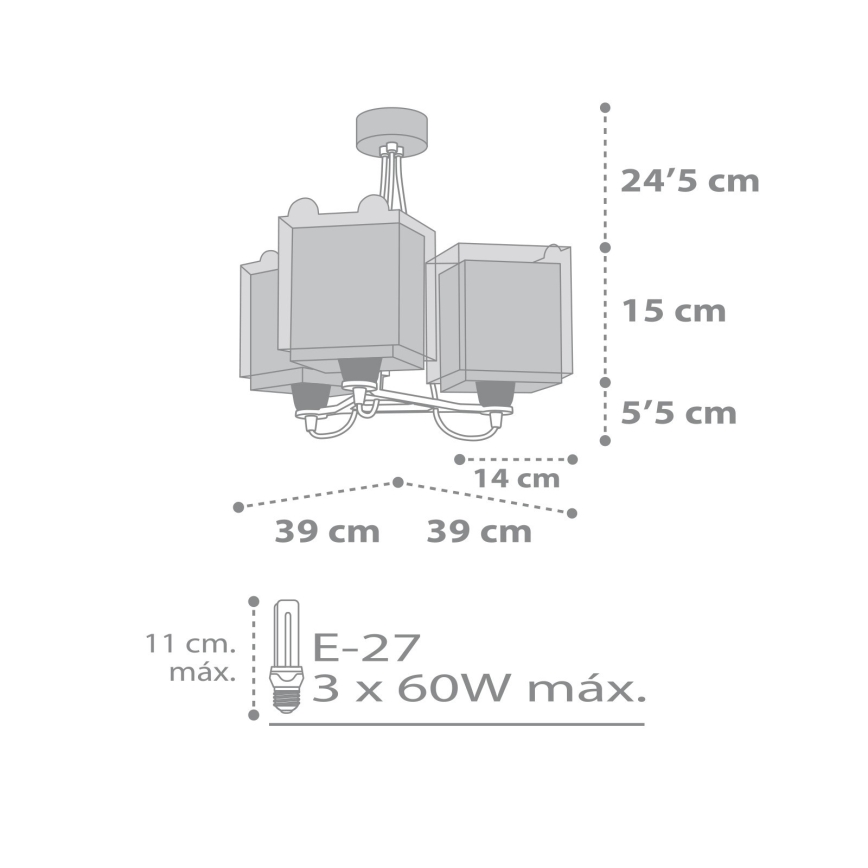 Dalber 64577 - Дитяча люстра LITTLE TEDDY 3xE27/60W/230V