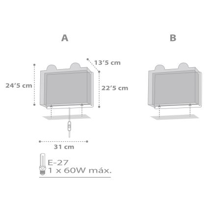 Dalber 64578 - Дитячий настінний світильник LITTLE TEDDY 1xE27/60W/230V