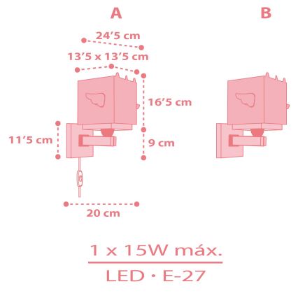 Dalber 64599 - Детский настенный светильник LITTLE UNICORN 1xE27/15W/230V
